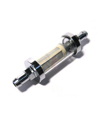 Sytec Benzinfilter (Vergaser) Glas-Chrom, Schlauchanschlüsse 10 mm