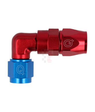 QSP Anschluss (PTFE) 90° Blockwinkel / Alu rot-blau / Dash 06