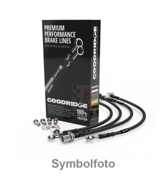 Goodridge Stahlflex-Bremsleitungskit (mit ABE, kunststoffummantelt mattschwarz) VW Lupo 1.0-1.7 16V/TDI/SDI (ab Bj. 1998) Typ 6X1, 6E1 Vorderachsleitung mit Innen- + Außengewinde